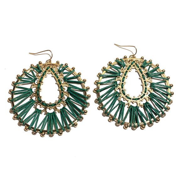 Green and Gold Statement Earrings - Picture 1 of 2